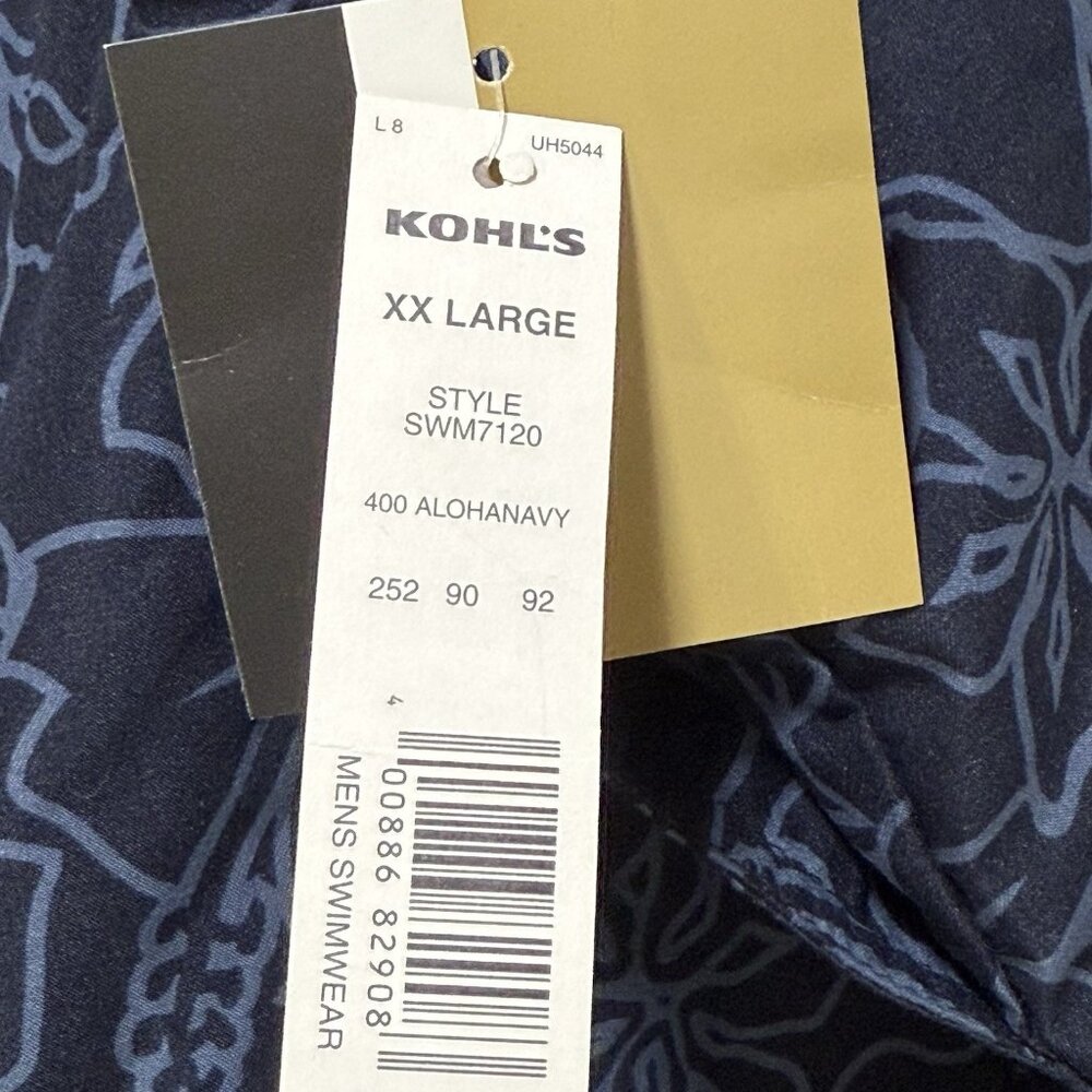 Croft & Barrow Mens Navy Blue Swim Trunks Shorts 2XL NWT Floral Mesh Lined Pocke - Picture 3 of 7